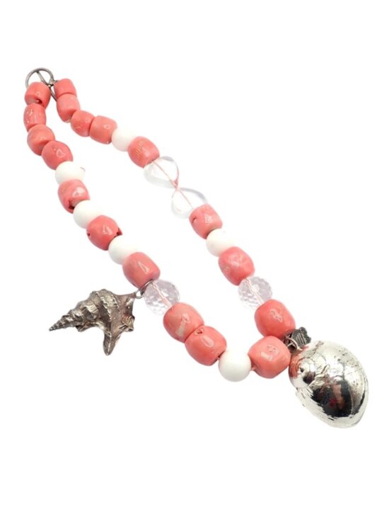 Buccellati Jewelry - Rare! Vintage Mario Buccellati Free Time Silver Large Pink Coral Necklace 17.5"